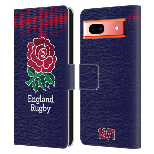 England Rugby Union 2016/17 The Rose Alternate Kit Leather Book Wallet Case Cover For Google Pixel 7a