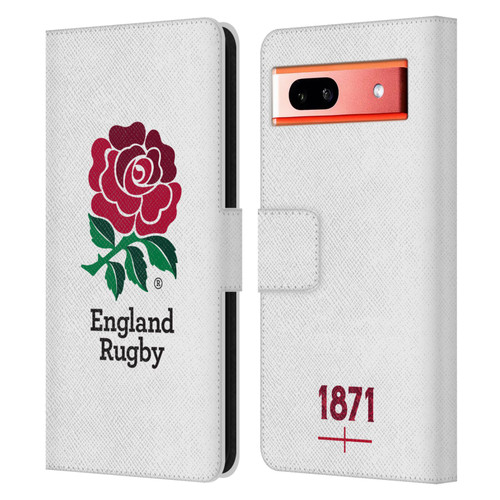 England Rugby Union 2016/17 The Rose Home Kit Leather Book Wallet Case Cover For Google Pixel 7a