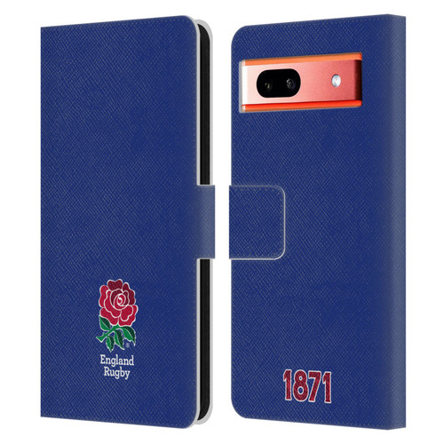England Rugby Union 2016/17 The Rose Plain Navy Leather Book Wallet Case Cover For Google Pixel 7a