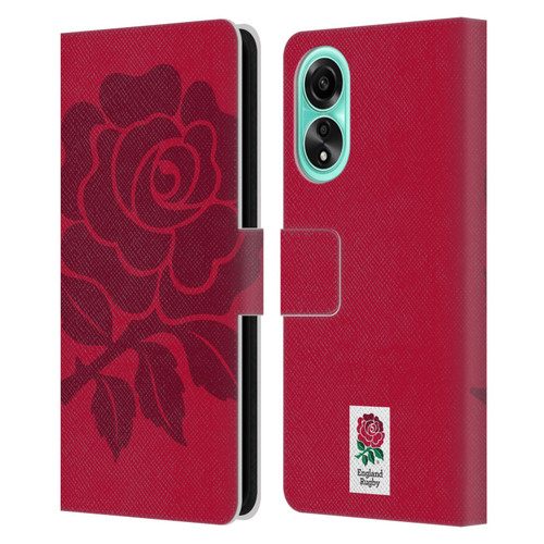 England Rugby Union 2016/17 The Rose Mono Rose Leather Book Wallet Case Cover For OPPO A78 4G