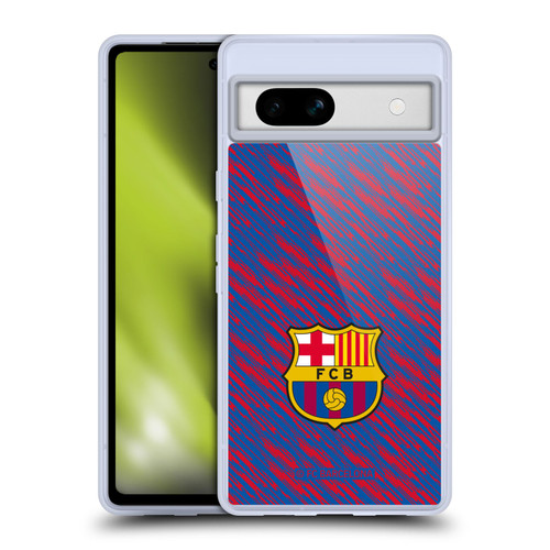 FC Barcelona Crest Patterns Glitch Soft Gel Case for Google Pixel 7a