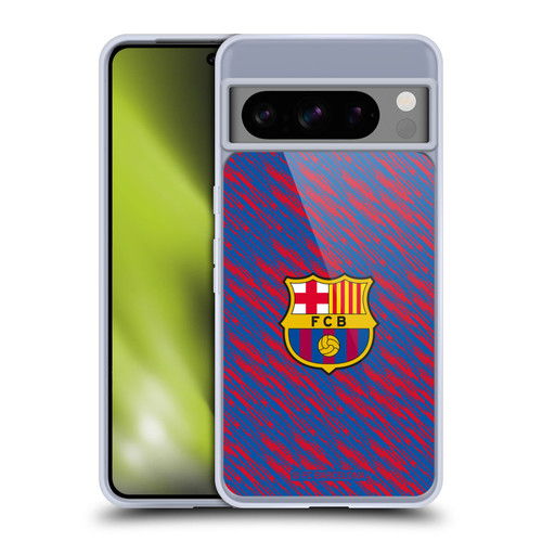 FC Barcelona Crest Patterns Glitch Soft Gel Case for Google Pixel 8 Pro