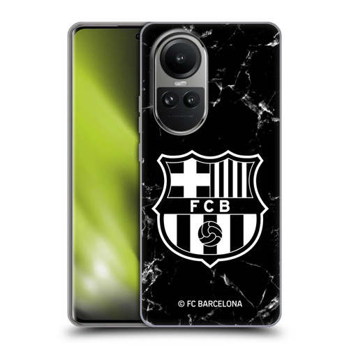 FC Barcelona Crest Patterns Black Marble Soft Gel Case for OPPO Reno10 5G / Reno10 Pro 5G
