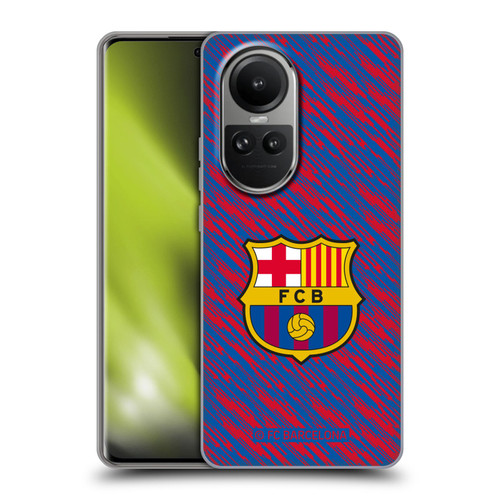 FC Barcelona Crest Patterns Glitch Soft Gel Case for OPPO Reno10 5G / Reno10 Pro 5G