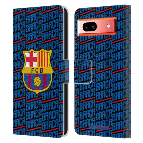 FC Barcelona Crest Patterns Barca Leather Book Wallet Case Cover For Google Pixel 7a