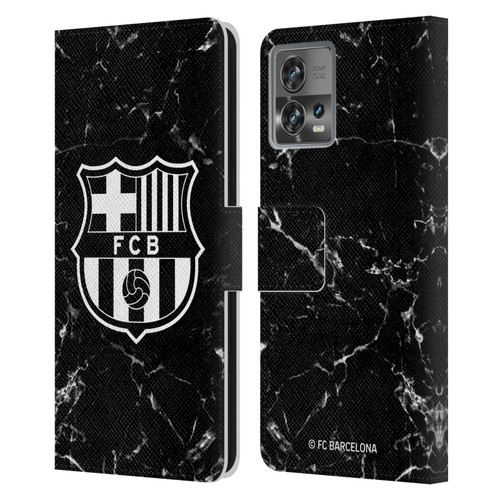 FC Barcelona Crest Patterns Black Marble Leather Book Wallet Case Cover For Motorola Moto Edge 30 Fusion