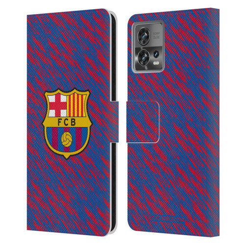 FC Barcelona Crest Patterns Glitch Leather Book Wallet Case Cover For Motorola Moto Edge 30 Fusion