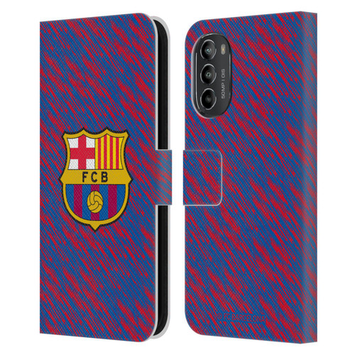 FC Barcelona Crest Patterns Glitch Leather Book Wallet Case Cover For Motorola Moto G82 5G