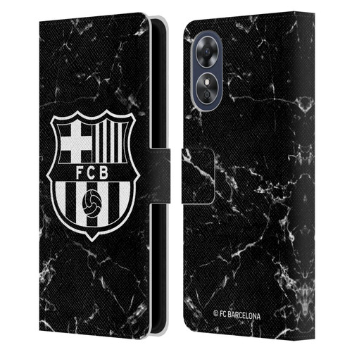 FC Barcelona Crest Patterns Black Marble Leather Book Wallet Case Cover For OPPO A17