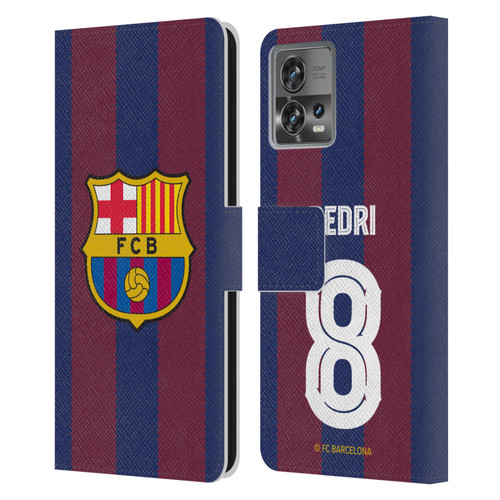 FC Barcelona 2023/24 Players Home Kit Pedri Leather Book Wallet Case Cover For Motorola Moto Edge 30 Fusion