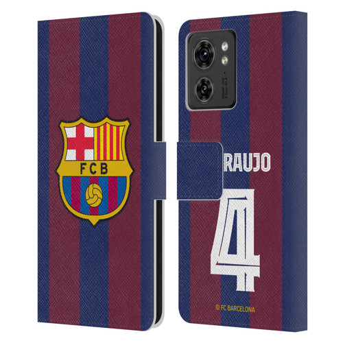 FC Barcelona 2023/24 Players Home Kit Ronald Araújo Leather Book Wallet Case Cover For Motorola Moto Edge 40