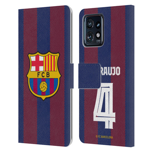 FC Barcelona 2023/24 Players Home Kit Ronald Araújo Leather Book Wallet Case Cover For Motorola Moto Edge 40 Pro