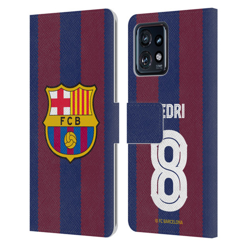 FC Barcelona 2023/24 Players Home Kit Pedri Leather Book Wallet Case Cover For Motorola Moto Edge 40 Pro