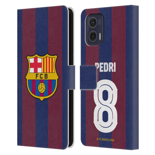 FC Barcelona 2023/24 Players Home Kit Pedri Leather Book Wallet Case Cover For Motorola Moto G73 5G