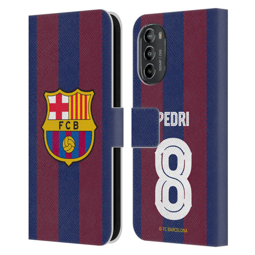 FC Barcelona 2023/24 Players Home Kit Pedri Leather Book Wallet Case Cover For Motorola Moto G82 5G