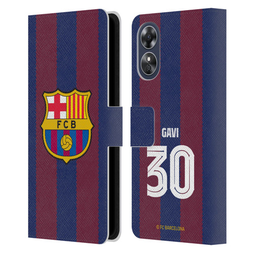 FC Barcelona 2023/24 Players Home Kit Gavi Leather Book Wallet Case Cover For OPPO A17