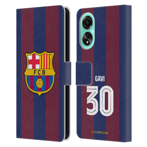 FC Barcelona 2023/24 Players Home Kit Gavi Leather Book Wallet Case Cover For OPPO A78 4G