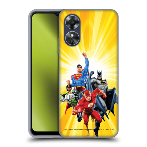 Justice League DC Comics Airbrushed Heroes Yellow Soft Gel Case for OPPO A17