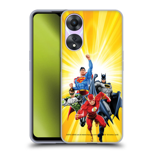 Justice League DC Comics Airbrushed Heroes Yellow Soft Gel Case for OPPO A78 5G