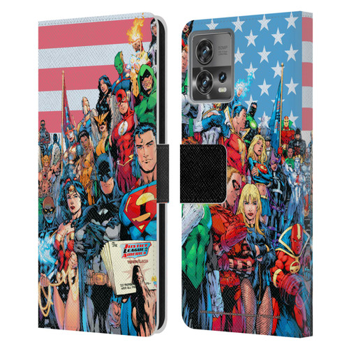 Justice League DC Comics Comic Book Covers Of America #1 Leather Book Wallet Case Cover For Motorola Moto Edge 30 Fusion