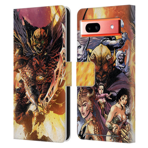 Justice League DC Comics Dark Comic Art Etrigan Demon Knights Leather Book Wallet Case Cover For Google Pixel 7a