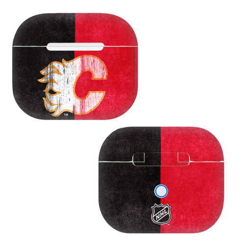 NHL Calgary Flames Half Distressed Vinyl Sticker Skin Decal Cover for Apple AirPods 3 3rd Gen Charging Case