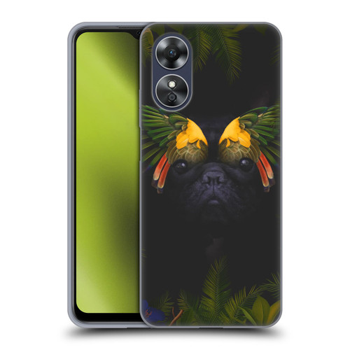 Klaudia Senator French Bulldog 2 Bird Feathers Soft Gel Case for OPPO A17