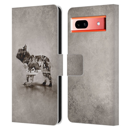 Klaudia Senator French Bulldog Vintage Leather Book Wallet Case Cover For Google Pixel 7a