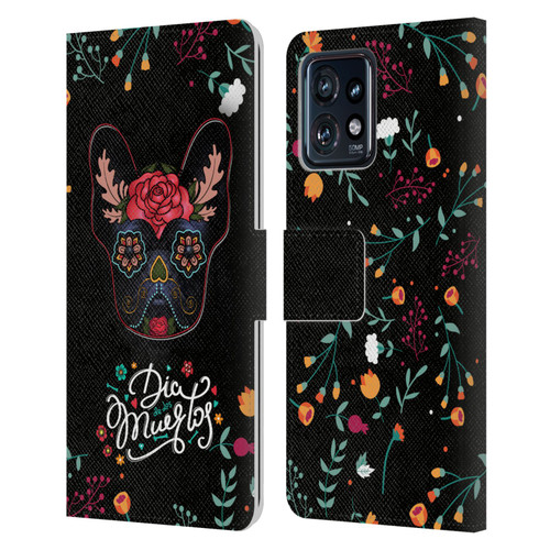 Klaudia Senator French Bulldog Day Of The Dead Leather Book Wallet Case Cover For Motorola Moto Edge 40 Pro