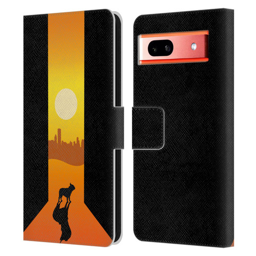 Klaudia Senator French Bulldog 2 Shadow At Sunset Leather Book Wallet Case Cover For Google Pixel 7a