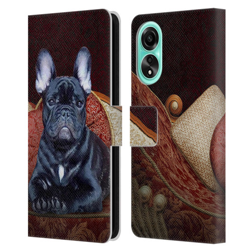 Klaudia Senator French Bulldog 2 Classic Couch Leather Book Wallet Case Cover For OPPO A78 4G