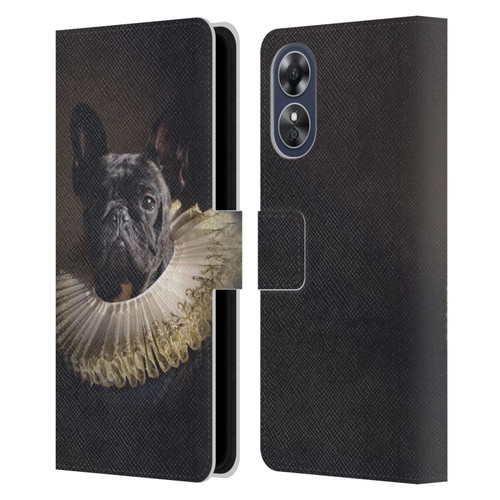 Klaudia Senator French Bulldog 2 King Leather Book Wallet Case Cover For OPPO A17