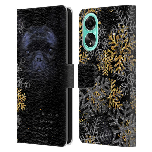 Klaudia Senator French Bulldog 2 Snow Flakes Leather Book Wallet Case Cover For OPPO A78 4G