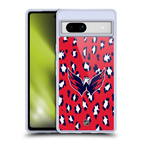 NHL Washington Capitals Leopard Pattern Soft Gel Case for Google Pixel 7a