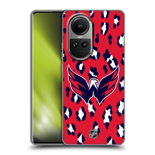 NHL Washington Capitals Leopard Pattern Soft Gel Case for OPPO Reno10 5G / Reno10 Pro 5G