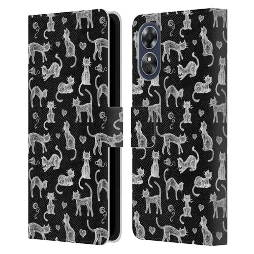 Micklyn Le Feuvre Animals Teachers Pet Chalkboard Cats Leather Book Wallet Case Cover For OPPO A17