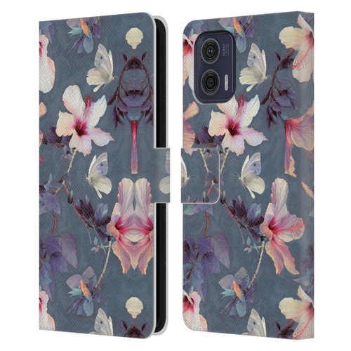 Micklyn Le Feuvre Florals Butterflies and Hibiscus Leather Book Wallet Case Cover For Motorola Moto G73 5G