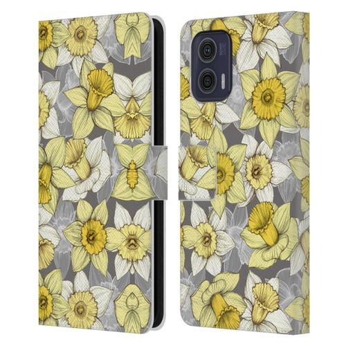 Micklyn Le Feuvre Florals Daffodil Daze Leather Book Wallet Case Cover For Motorola Moto G73 5G
