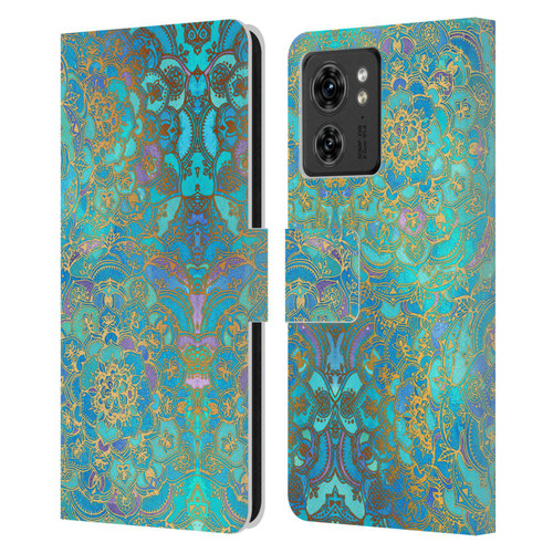 Micklyn Le Feuvre Mandala Sapphire and Jade Leather Book Wallet Case Cover For Motorola Moto Edge 40