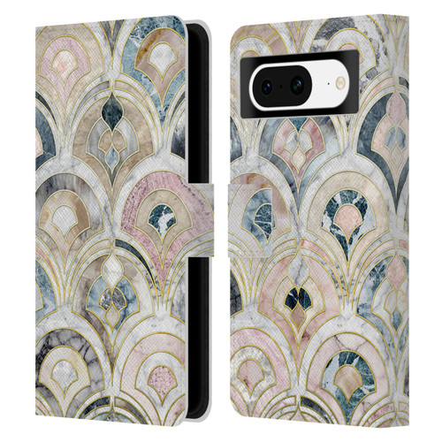Micklyn Le Feuvre Marble Patterns Art Deco Tiles In Soft Pastels Leather Book Wallet Case Cover For Google Pixel 8