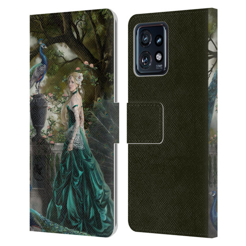 Nene Thomas Art Peacock & Princess In Emerald Leather Book Wallet Case Cover For Motorola Moto Edge 40 Pro