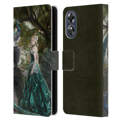 Nene Thomas Art Peacock & Princess In Emerald Leather Book Wallet Case Cover For OPPO A17