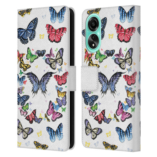 Nene Thomas Art Butterfly Pattern Leather Book Wallet Case Cover For OPPO A78 4G