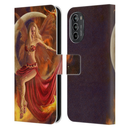 Nene Thomas Crescents Fire Fairy On Moon Phoenix Leather Book Wallet Case Cover For Motorola Moto G82 5G