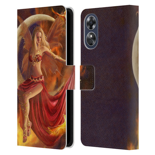 Nene Thomas Crescents Fire Fairy On Moon Phoenix Leather Book Wallet Case Cover For OPPO A17