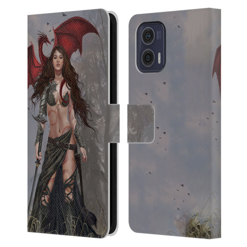 Nene Thomas Gothic Dragon Witch Warrior Sword Leather Book Wallet Case Cover For Motorola Moto G73 5G