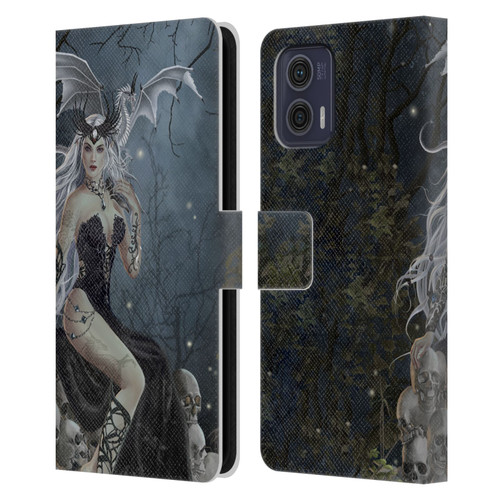 Nene Thomas Gothic Mad Queen Of Skulls Dragon Leather Book Wallet Case Cover For Motorola Moto G73 5G