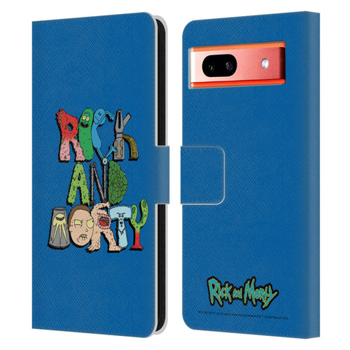 Rick And Morty Season 3 Character Art Typography Leather Book Wallet Case Cover For Google Pixel 7a