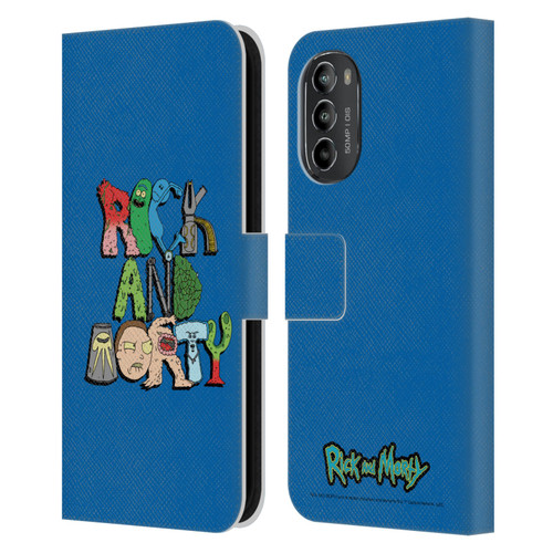 Rick And Morty Season 3 Character Art Typography Leather Book Wallet Case Cover For Motorola Moto G82 5G
