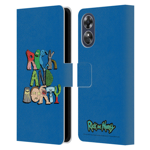 Rick And Morty Season 3 Character Art Typography Leather Book Wallet Case Cover For OPPO A17